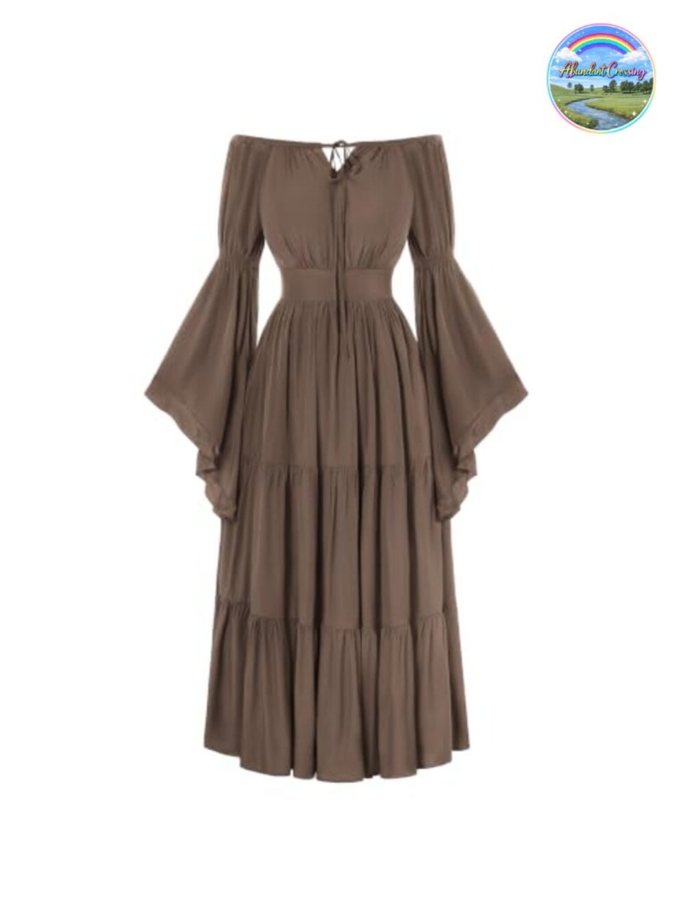 Renaissance Long Sleeve Off Shoulder Dress Ruffled Bell Sleeves High Waist
